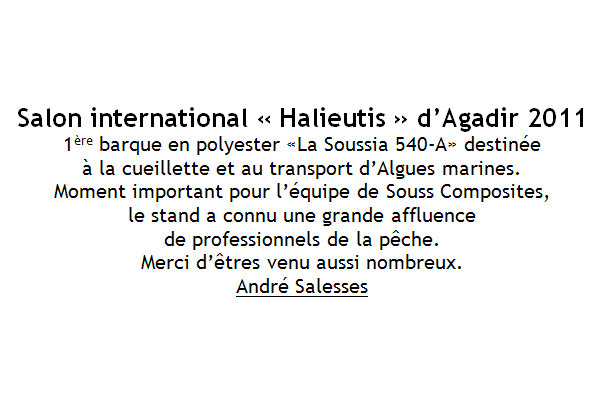 Souss Composites au salon Halieutis janvier 2011